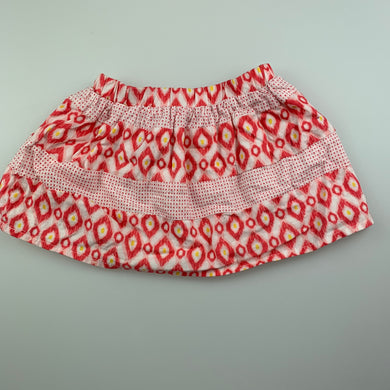 Girls Target, lined lightweight cotton skirt, elasticated, GUC, size 00