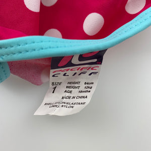 Girls Pacific Cliff, pink spot tankini swim top, GUC, size 1