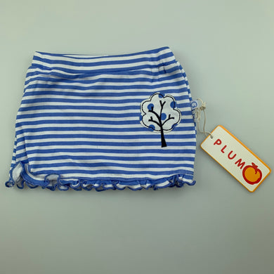 Girls Plum, blue & white stripe cotton skirt, NEW, size 00