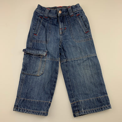 Boys Gymboree, blue denim cargo jeans, elasticated, GUC, size 2