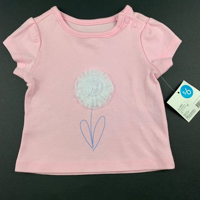 Girls Mix Baby, pink soft cotton t-shirt / top, flower, NEW, size 000