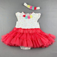 Load image into Gallery viewer, Girls Little Me, adorable tutu romper dress plus headband, EUC, size 6 months