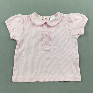 Girls Babykids, pink ribbed organic cotton t-shirt / top, GUC, size 00