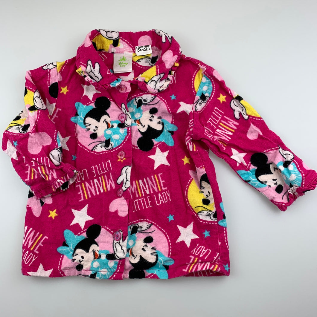 Girls Disney Baby, Minnie Mouse flannel pyjama top, GUC, size 1