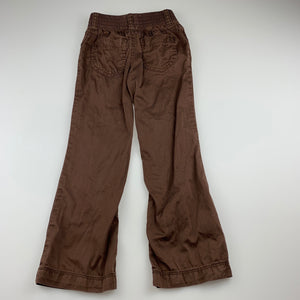 Girls Cherokee, brown cotton lightweight pants, elasticated, Inside leg: 46cm, GUC, size 5
