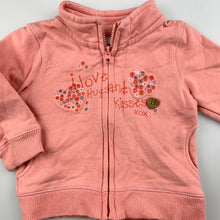 Load image into Gallery viewer, Girls Target, peach zip-up sweater, flowers, GUC, size 000
