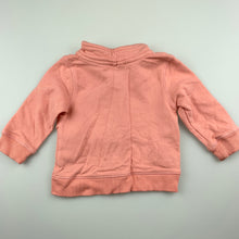 Load image into Gallery viewer, Girls Target, peach zip-up sweater, flowers, GUC, size 000