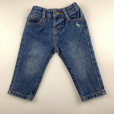 Unisex Poney, blue denim jeans, elasticated, GUC, size 0