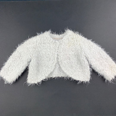 Girls Origami, soft feel grey / silver cardigan, slight discolouration, FUC, size 0