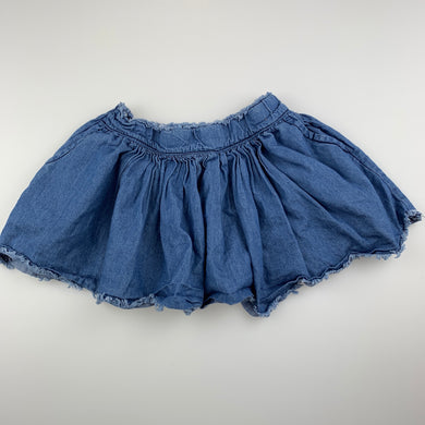 Girls Cotton On, blue chambray skirt, adjustable, GUC, size 2