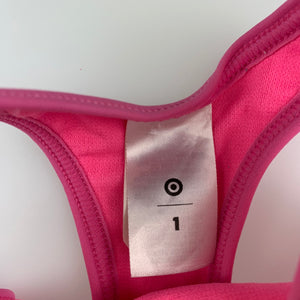 Girls Target, pink swim one-piece, sequin unicorn, GUC, size 1