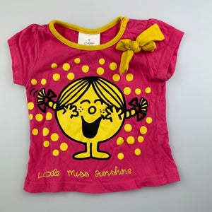 Girls Mr Men, Little Miss Sunshine cotton t-shirt / top, GUC, size 0