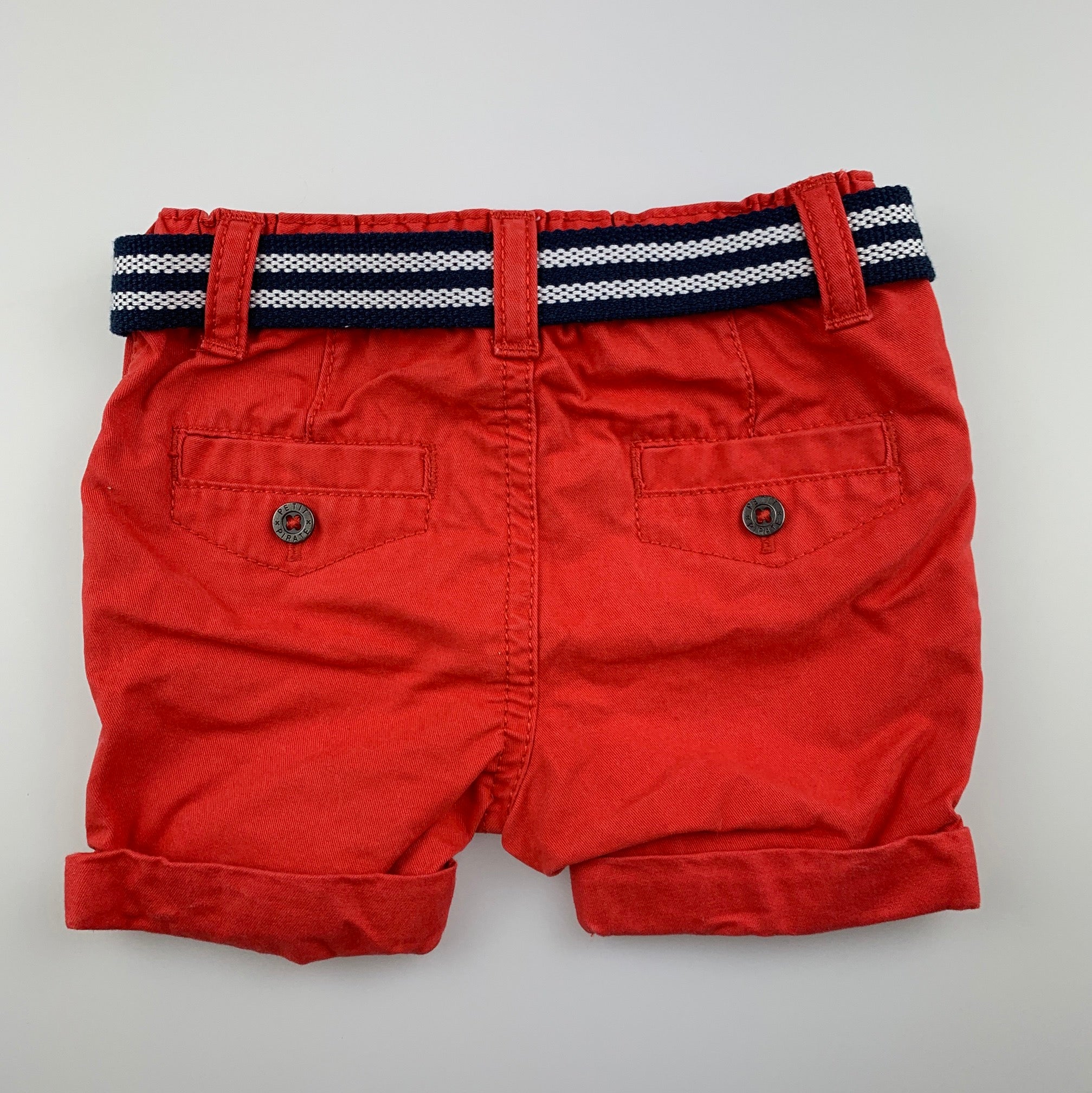 Baby by Gemo dark orange cotton shorts belt elasticated GUC