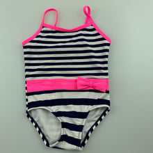 Load image into Gallery viewer, Girls Lily &amp; Dan, navy stripe swim one-piece, EUC, size 1