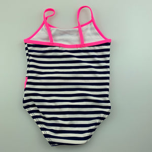 Girls Lily & Dan, navy stripe swim one-piece, EUC, size 1