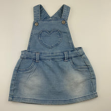 Load image into Gallery viewer, Girls Anko Baby, stretchy soft knit denim overalls dress, EUC, size 0