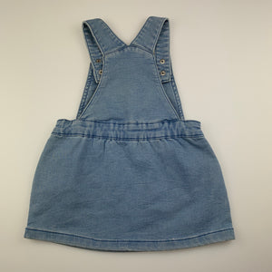 Girls Anko Baby, stretchy soft knit denim overalls dress, EUC, size 0