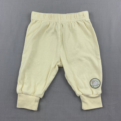 Unisex H+T, lemon cotton bottoms, elasticated, GUC, size 000