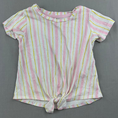 Girls Anko, striped cotton tie front t-shirt / top, GUC, size 1