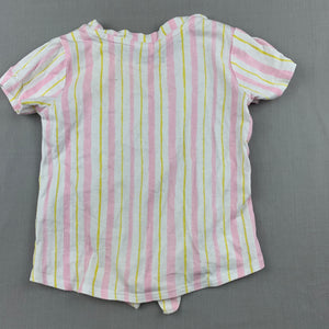 Girls Anko, striped cotton tie front t-shirt / top, GUC, size 1