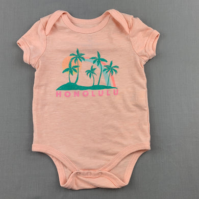 Girls Cotton On Baby, peach bodysuit / romper, Honolulu, FUC, size 00