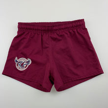 Load image into Gallery viewer, Unisex NRL Official, Manly Sea Eagles lightweight sports shorts, GUC, size 7