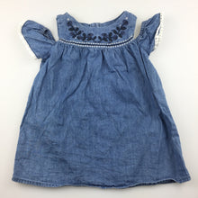Load image into Gallery viewer, Girls Dymples, lightweight denim cold shoulder party dress, GUC, size 00