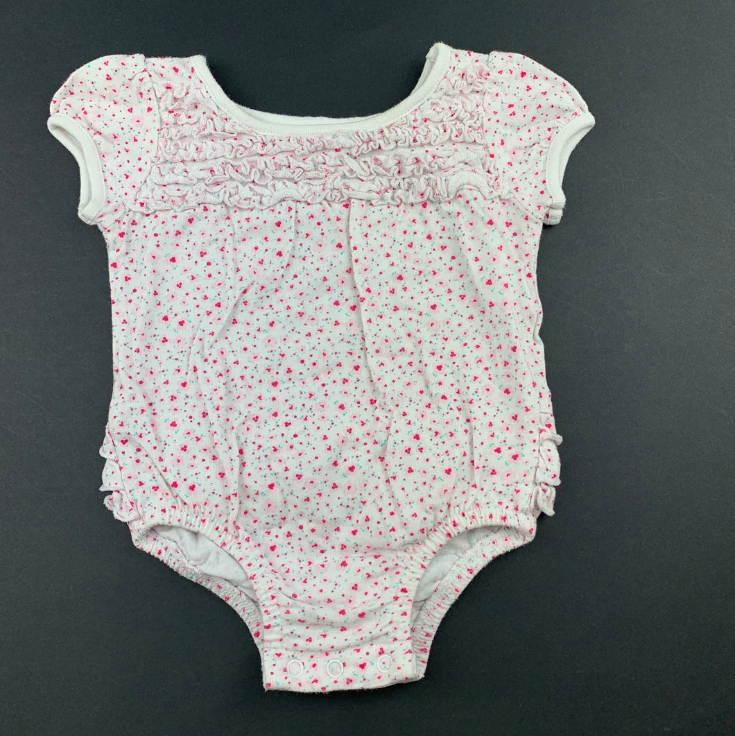 Girls Tiny Little Wonders, floral cotton bodysuit / romper, GUC, size 000