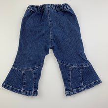 Load image into Gallery viewer, Girls Minihaha Baby, blue stretch denim bootcut jeans, elasticated, GUC, size 0