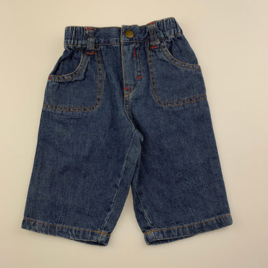Boys Baby Biz, blue denim pants, elasticated, GUC, size 00