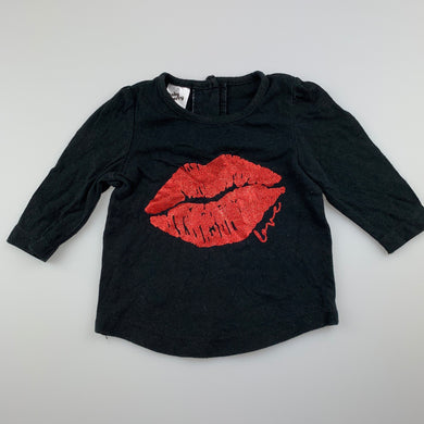 Girls Baby Berry, black cotton long sleeve t-shirt / top, GUC, size 000