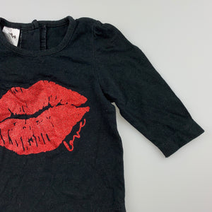 Girls Baby Berry, black cotton long sleeve t-shirt / top, GUC, size 000