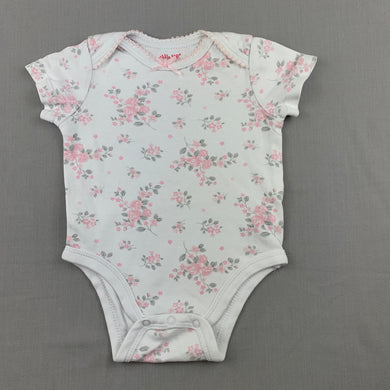 Girls Little Me, floral soft cotton bodysuit / romper, EUC, size 3 months