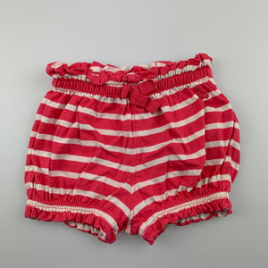 Girls Baby Gap, pink stripe cotton shorts, elasticated, GUC, size 00