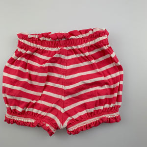 Girls Baby Gap, pink stripe cotton shorts, elasticated, GUC, size 00