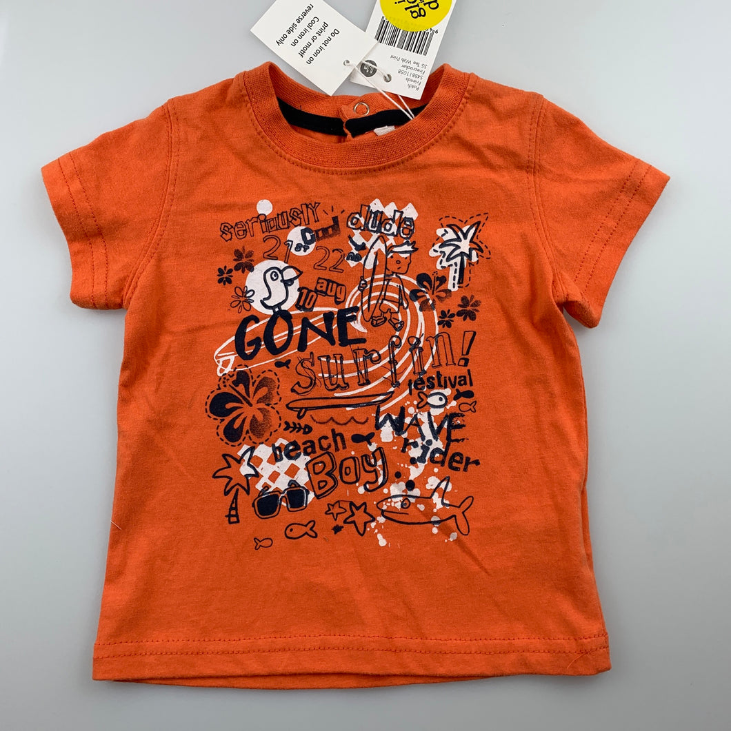 Boys Pumpkin Patch, orange cotton glow-in-dark t-shirt / top, NEW, size 000