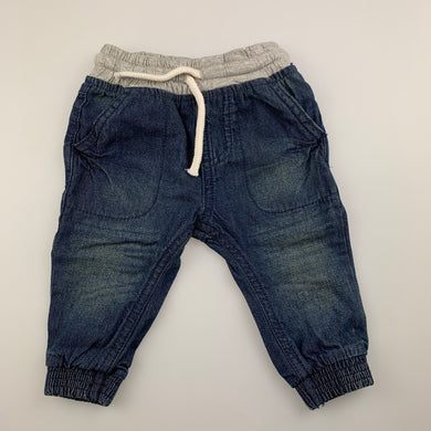 Boys Target, blue denim pants, elasticated, GUC, size 00
