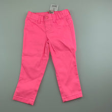 Load image into Gallery viewer, Girls H&amp;T, fluoro pink stretch cotton pants, adjustable, NEW, size 1