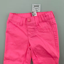 Load image into Gallery viewer, Girls H&amp;T, fluoro pink stretch cotton pants, adjustable, NEW, size 1