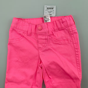 Girls H&T, fluoro pink stretch cotton pants, adjustable, NEW, size 1