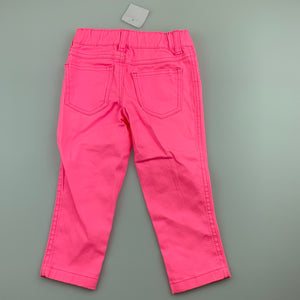 Girls H&T, fluoro pink stretch cotton pants, adjustable, NEW, size 1