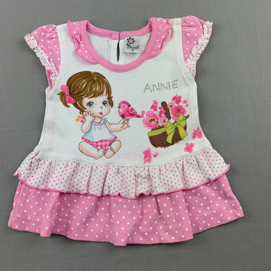 Girls Annie, cotton t-shirt / top, light mark back top left, FUC, size 0