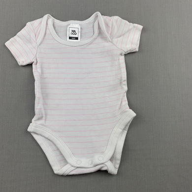 Girls Kids & Co Baby, pink & white cotton bodysuit / romper, GUC, size 0000
