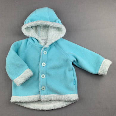 Girls Baby Patch, blue fleece jacket / coat, GUC, size 0