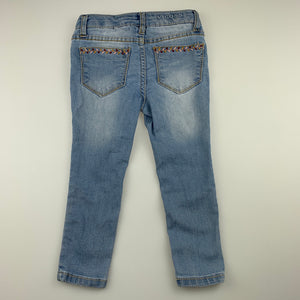 Girls Vigoss, distressed stretch denim jeans, embroidered, adjustable, FUC, size 2