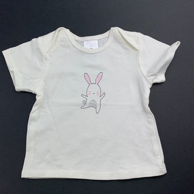 Girls Target, cream stretchy t-shirt / top, rabbit, EUC, size 0000