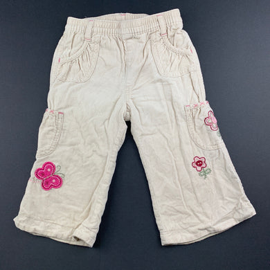 Girls Pumpkin Patch, cotton lined corduroy pants, elasticated, GUC, size 0
