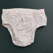 Load image into Gallery viewer, Girls Tiny Little Wonders, pink spot cotton nappy cover, EUC, size 00