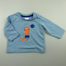 Load image into Gallery viewer, Boys Target, blue cotton long sleeve t-shirt / top, basketball, EUC, size 000