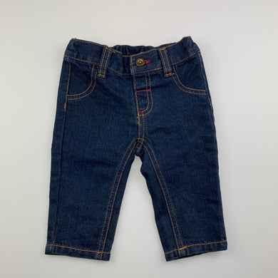Boys Tiny Little Wonders, dark denim pants, elasticated, EUC, size 000